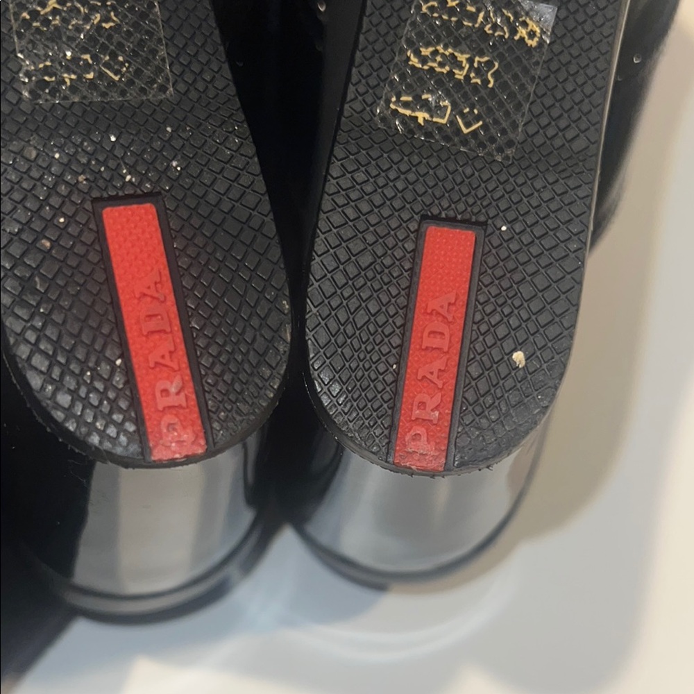Prada Black Wedge Flip-Flip flop sandal size 38 new! No box - Picture 7 of 8